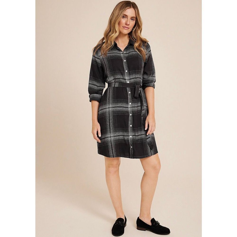 Maurices Plaid Belted‎ Shirt Dress Women’s Size XXL